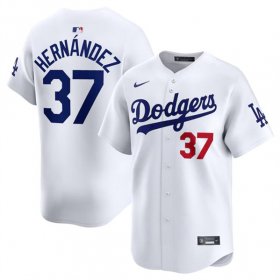 Men\'s Los Angeles Dodgers #37 Teoscar Hernandez White 2024 Home Limited Stitched Baseball Jersey