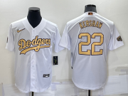 Wholesale Cheap Men's Los Angeles Dodgers #22 Clayton Kershaw Active Player White 2022 All-Star Cool Base Stitched Baseball Jersey