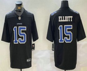 Men\'s Dallas Cowboys #15 Ezekiel Elliott Black Throwback Vapor Limited Stitched Jersey