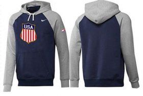 Wholesale Cheap Olympic Team USA Pullover Hoodie Dark Blue & Grey