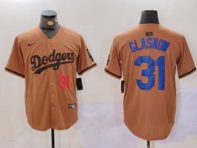 Cheap Men\'s Los Angeles Dodgers #31 Tyler Glasnow Number Olive Cool Base Limited Stitched Jersey