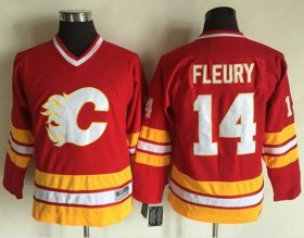 Wholesale Cheap Flames #14 Theoren Fleury Red CCM Throwback Stitched Youth NHL Jersey