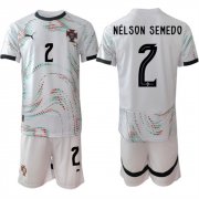 Cheap Men's Portugal Team #2 Nelson Semedo 2025 White Away Soccer Jersey Suit