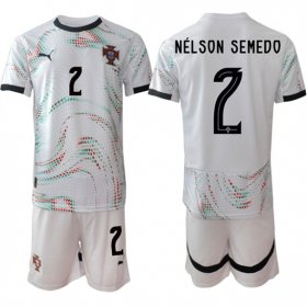 Cheap Men\'s Portugal Team #2 Nelson Semedo 2025 White Away Soccer Jersey Suit