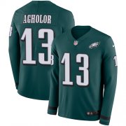 Wholesale Cheap Nike Eagles #13 Nelson Agholor Midnight Green Team Color Men's Stitched NFL Limited Therma Long Sleeve Jersey