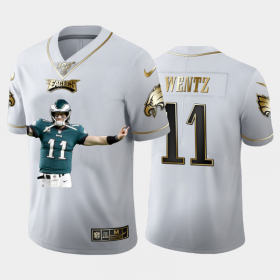 Cheap Philadelphia Eagles #11 Carson Wentz Nike Team Hero 3 Vapor Limited NFL 100 Jersey White Golden