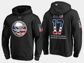 Wholesale Cheap Sabres #17 Jordan Nolan NHL Banner Wave Usa Flag Black Hoodie