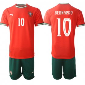 Cheap Men\'s Portugal Team #10 Bernardo 2025 Red Home Soccer Jersey Suit