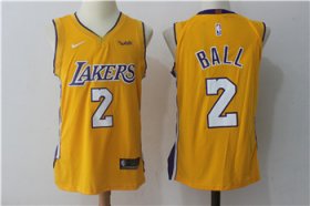 Wholesale Cheap Nike Los Angeles Lakers #2 Lonzo Ball Yellow Stitched NBA Jersey