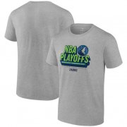 Cheap Men's Minnesota Timberwolves Heather Gray 2024 Playoffs Defensive Stance T-Shirt