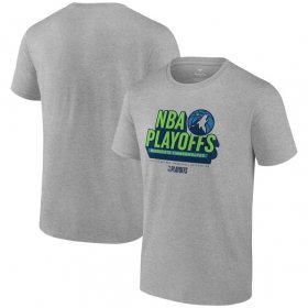 Cheap Men\'s Minnesota Timberwolves Heather Gray 2024 Playoffs Defensive Stance T-Shirt