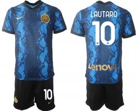 Wholesale Cheap Men 2021-2022 Club Inter Milan home blue 10 Nike Soccer Jersey