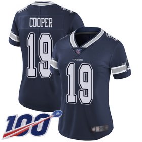 Wholesale Cheap Nike Cowboys #19 Amari Cooper Navy Blue Team Color Women\'s Stitched NFL 100th Season Vapor Limited Jersey