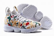 Wholesale Cheap Nike Lebron James 15 Air Cushion Shoes Flowers and Plants White