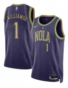 Cheap Men's New Orleans Pelicans #1 Zion Williamson Purple 2024-25 City Ediiton Stitched Basketball Jersey