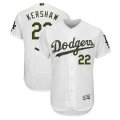 Wholesale Cheap Dodgers #22 Clayton Kershaw White Flexbase Authentic Collection 2018 Memorial Day Stitched MLB Jersey