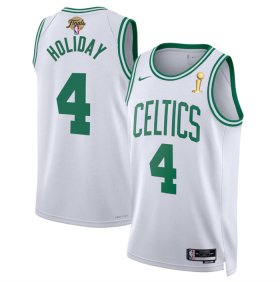 Wholesale Cheap Men\'s Boston Celtics #4 Jrue Holiday White 2024 Finals Champions Association Edition Stitched Basketball Jersey