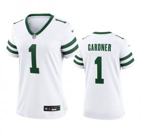 Cheap Women\'s New York Jets #1 Sauce Gardner White 2024 Football Stitched Jersey(Run Small)