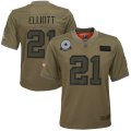 Wholesale Cheap Youth Dallas Cowboys #21 Ezekiel Elliott Nike Camo 2019 Salute to Service Game Jersey