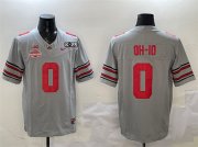 Cheap Men's Ohio State Buckeyes #0 OH-IO Grey 2025 CFP Final With National Champions Patch F.U.S.E. Vapor Limited Stitched Football Jersey