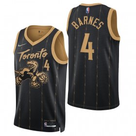 Wholesale Cheap Men\'s Toronto Raptors #4 Scottie Barnes 2021-22 75th Anniversary City Edition Black Swingman Jersey