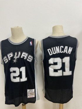 Wholesale Cheap Men\'s San Antonio Spurs #21 Tim Duncan Black Hardwood Classics Soul Swingman Throwback Jersey