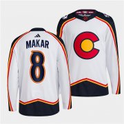 Wholesale Cheap Men's Colorado Avalanche #8 Cale Makar White 2022-23 Reverse Retro Stitched Jersey