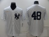 Wholesale Cheap Men's New York Yankees #48 Anthony Rizzo No Name White Throwback Stitched MLB Cool Base Nike Jersey