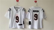 Cheap Women's Cincinnati Bengals #9 Joe Burrow White Vapor Football Stitched Jersey(Run Small)