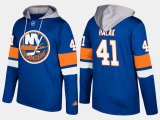 Wholesale Cheap Islanders #41 Jaroslav Halak Blue Name And Number Hoodie