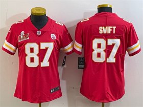 Women\'s Kansas City Chiefs #87 Taylor Swift Red 2025 Super Bowl LIX Patch Vapor Untouchable Limited Stitched Football Jersey(Run Small)