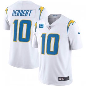 Wholesale Cheap Men\'s Los Angeles Chargers 2022 #10 Justin Herbert White With 2-star C Patch Vapor Untouchable Limited Stitched Jersey