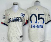 Cheap Men's Brooklyn Dodgers #5 Freddie Freeman Cream 2024 City Connect Limited Stitched Baseball Jersey