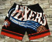 Wholesale Cheap Men's Philadelphia 76ers Black Big Face Mitchell Ness Hardwood Classics Soul Swingman Throwback Shorts