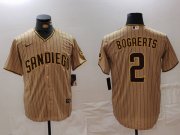 Cheap Men's San Diego Padres #2 Xander Bogaerts Khaki Cool Base Stitched Jersey