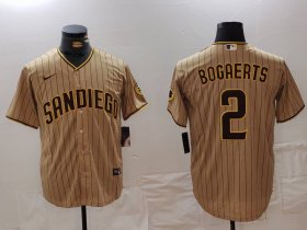 Cheap Men\'s San Diego Padres #2 Xander Bogaerts Khaki Cool Base Stitched Jersey