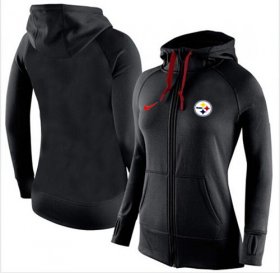 Wholesale Cheap Women\'s Nike Pittsburgh Steelers Full-Zip Performance Hoodie Black_2