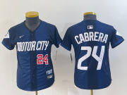 Wholesale Cheap Youth Detroit Tigers #24 Miguel Cabrera Navy 2024 City Connect Cool Base Limited Stitched Jerseys