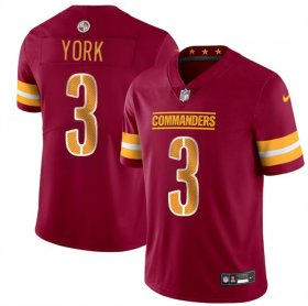 Cheap Men\'s Washington Commanders #3 Cade York Burgundy 2024 Vapor Limited Football Stitched Jersey