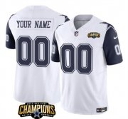 Cheap Men's Dallas Cowboys Active Player Custom White Navy 2023 F.U.S.E. NFC East Champions Patch Football Stitched Jersey