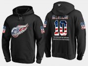 Wholesale Cheap Red Wings #10 Alex Delvecchio NHL Banner Wave Usa Flag Black Hoodie