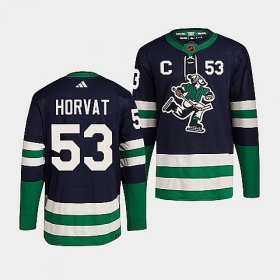 Wholesale Cheap Men\'s Vancouver Canucks #53 Bo Horvat Navy 2022 Reverse Retro Stitched Jersey