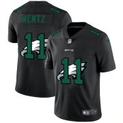 Wholesale Cheap Philadelphia Eagles #11 Carson Wentz Men's Nike Team Logo Dual Overlap Limited NFL Jersey Black