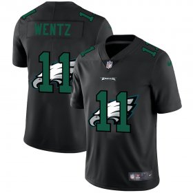 Wholesale Cheap Philadelphia Eagles #11 Carson Wentz Men\'s Nike Team Logo Dual Overlap Limited NFL Jersey Black