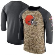 Wholesale Cheap Men's Cleveland Browns Nike Camo Anthracite Salute to Service Sideline Legend Performance Three-Quarter Sleeve T-Shirt