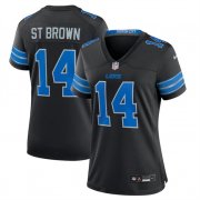 Cheap Women's Detroit Lions #14 Amon-Ra St. Brown Black 2nd Alternate Stitched Jersey(Run Smaller)