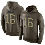 Wholesale Cheap NFL Men's Nike Kansas City Chiefs #16 Len Dawson Stitched Green Olive Salute To Service KO Performance Hoodie