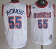 Wholesale Cheap Denver Nuggets #55 Dikembe Mutombo White Swingman Throwback Jersey