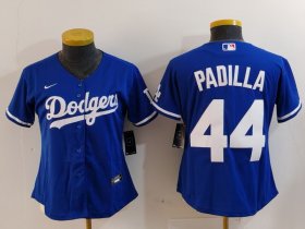 Women\'s Los Angeles Dodgers #44 Vicente Padilla Blue Cool Base Stitched Jersey