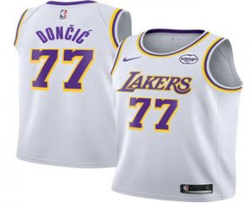 Men\'s Los Angeles Lakers #77 Luka Doncic White 2025 Association Edition Stitched Jersey